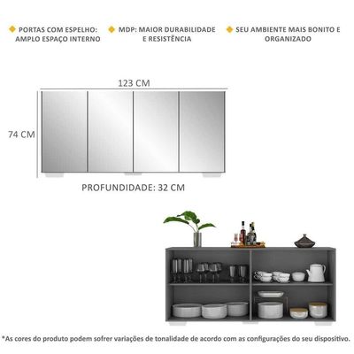 Aparador Buffet 4 Portas Multimóveis V3556 Rustic/