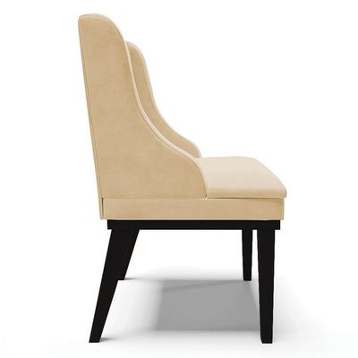 Kit 2 Cadeiras Estofadas Para Sala De Jantar Base Fixa De Madeira Preto Lia Suede Bege - Ibiza
