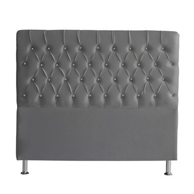 Cabeceira De Cama Box Estrela Casal 140 Cm Suede Botão Cristal Grafite Do Lar Móveis E Decoração