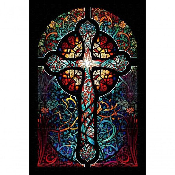 Quebra-cabeça Religioso Vitral Arte Sacra 300 Peças Mdf