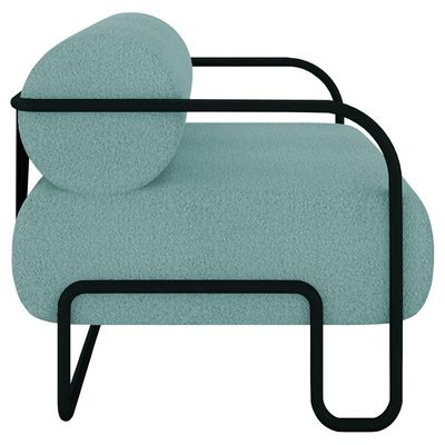 Poltrona Decorativa Para Sala Industrial Kira K04 Bouclê Azul - Mpozenato