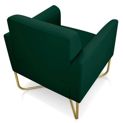 Poltrona Decorativa Base Industrial X Dourada Maressa S23 Suede Verde - Ibiza