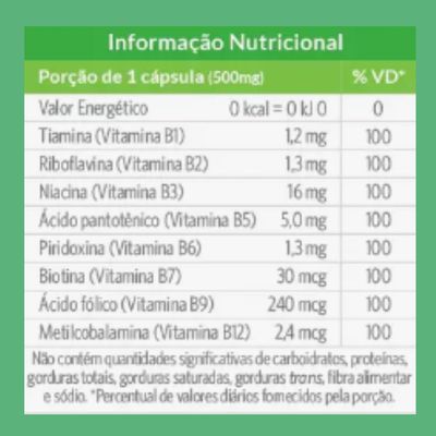 Complexo B Max em cápsulas (Vitaminas B1, B2, B3, B5, B6, B7, B9 e B12) Chamel