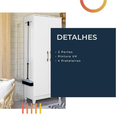 Armário Multiuso 2 Portas 4 Prateleiras Jade Moval Branco