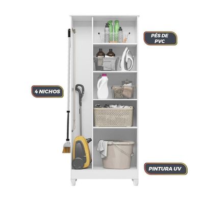 Armário Multiuso 2 Portas 4 Prateleiras Jade Moval Branco