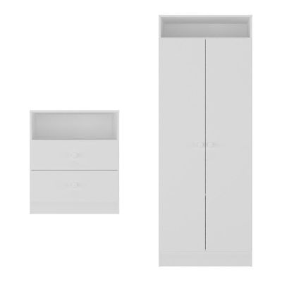 Guarda-roupas 2 Portas Com Cômoda E 2 Gavetas Brownie Multimóveis Bb4046 Branco Branco