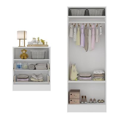 Guarda-roupas 2 Portas Com Cômoda E 2 Gavetas Brownie Multimóveis Bb4046 Branco Branco