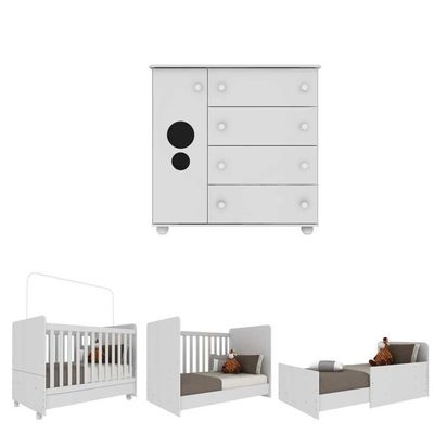 Quarto Infantil Berço Com Colchão Incluso E Cômoda Multimóveis Pimpolho Fg3570 Branco