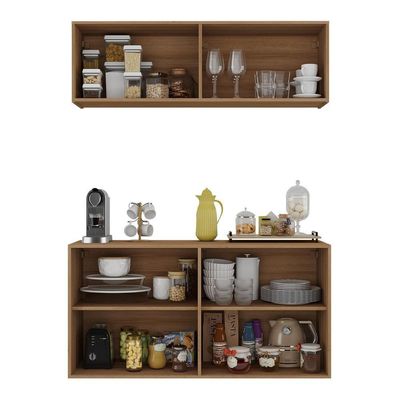 Kit Aparador Buffet Com Armário Aéreo 4 Portas Cantinho Do Café Multimóveis Mp1074 Rustic Rustic
