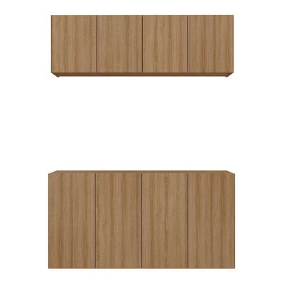 Kit Aparador Buffet Com Armário Aéreo 4 Portas Cantinho Do Café Multimóveis Mp1074 Rustic Rustic