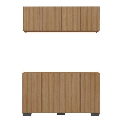 Conjunto Cantinho Do Café Armário E Aparador 4 Portas Multimóveis Mp1085 Rustic/preto Rustic/preto