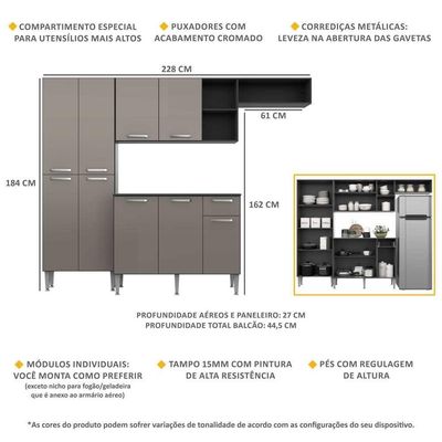 Cozinha Compacta com Armário e Balcão com Tampo Pequim