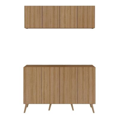 Conjunto Lavanderia Retrô Multiuso Armário Aéreo E Balcão Mp5053 Rustic natural