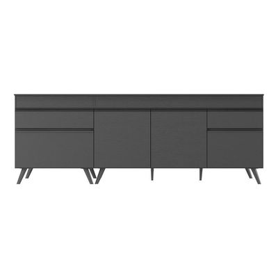 Kit Com 2 Balcões De Cozinha 150cm E 70cm Veneza Multimóveis V2073 Preto Preto