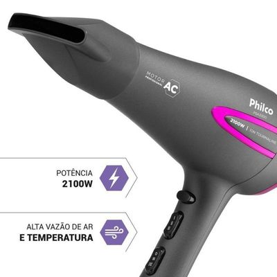 Secador Philco Ions Tourmaline 2100w Cinza/Rosa - 110V