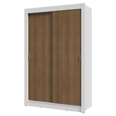 Guarda-Roupa Solteiro 2 Portas Correr Branco/Rustic