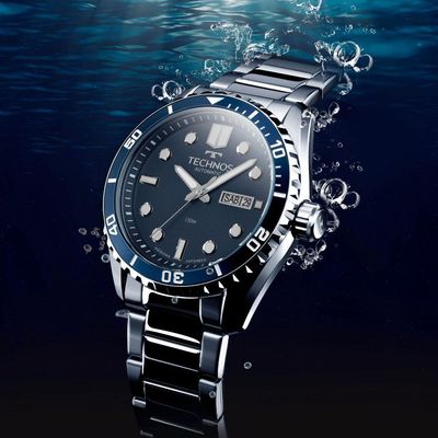 Relógio Technos Masculino Automático Prata - 8205ox/1a Relógio Technos Masculino Acqua Prata - 8205ox/1a