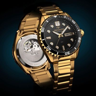 Relógio Technos Masculino Automático Dourado - 8205oz/1p Relógio Technos Masculino Acqua Dourado - 8205oz/1p