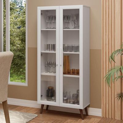 Cristaleira 70 Cm 2 Portas De Vidro Com Pés Cônicos Madesa