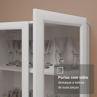 Cristaleira 70 Cm 2 Portas De Vidro Com Pés Cônicos Madesa