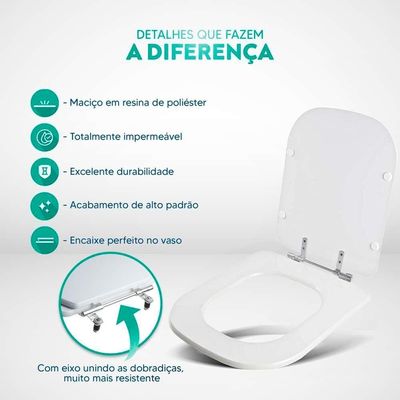 Tampa De Vaso Acrilico Misti Branco Para Bacia Icasa 6lpf