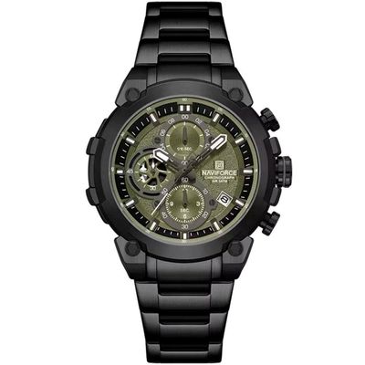 Relógio Masculino Quartzo Com Cronógrafo Esportivo Impermeavel Em Aço Inoxidável Verde Musgo