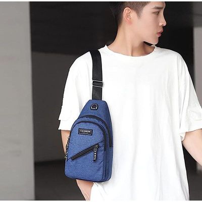 Bolsa Mochila Impermeável Transversal Crossbody Pochete De Peito Portátil Alça única Ajustável Azul