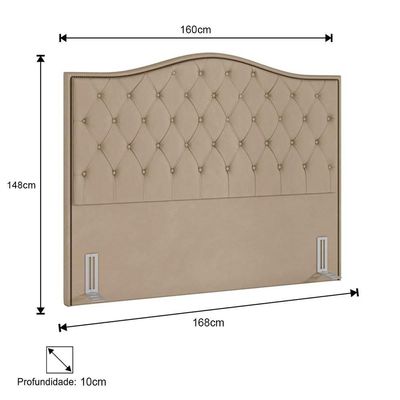 Cabeceira Cama Casal Queen 160cm Siena P02 Veludo Bege - Mpozenato