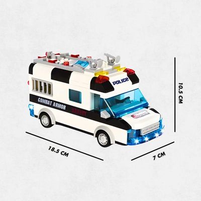 Carro Policia 77 Peças Lego Brinquedo Com Luz E Som - Branco