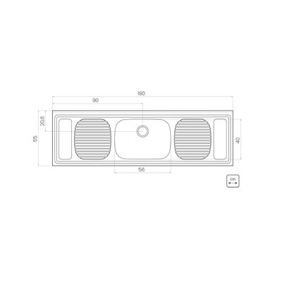 Pia de Apoio Tramontina Filo 56 Plus em Aço Inox 180 x 55 cm Standard