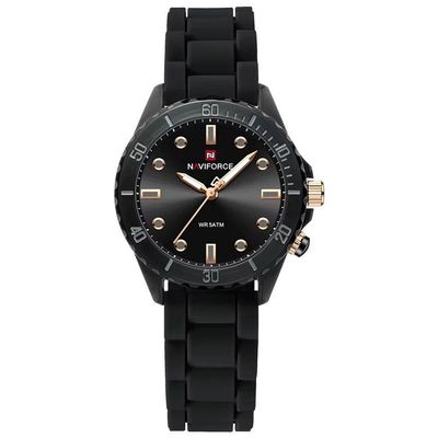 Relógio De Quartzo Feminino Design Casual Pulseira De Silicone 5atm à Prova D´agua Preto