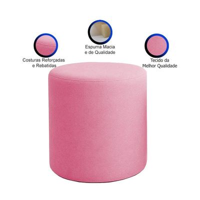 Kit 2 Puffs Beca Cilindro Suede Live - 7 Decor Rosa