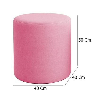Kit 2 Puffs Beca Cilindro Suede Live - 7 Decor Rosa