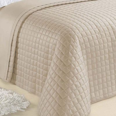 Kit Cobre Leito Colcha Veneza Queen 3 Peças Hipercal 180 Fios - Cáqui