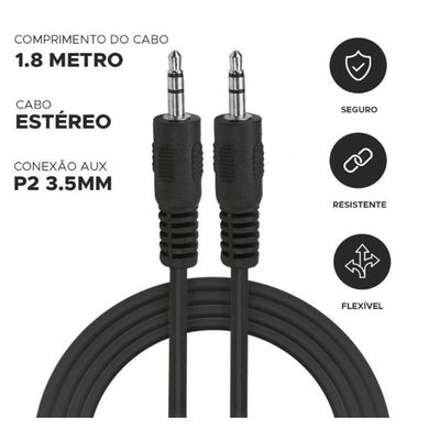 Kit Cabo Auxiliar P2 X P2 Macho Estéreo 1,5-2-3-5 Metros Dourado