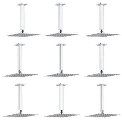Chuveiro Ducha Teto Kit 9 Uni Inox 20x20 Slim Quadrado Banheiro Piscina Box Area Externa