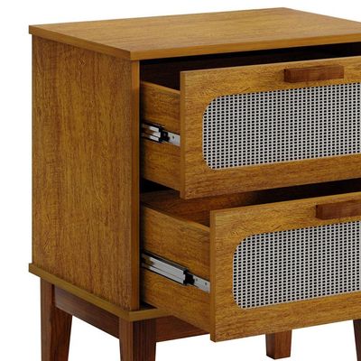 Mesa De Cabeceira 2 Gavetas Santorini Nature 45 Cm Palhinha Indiana - Bege