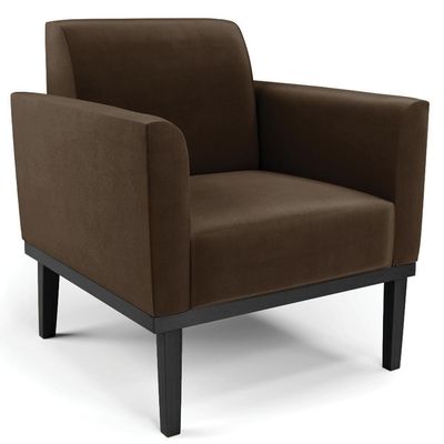 Sofá Namoradeira E 1 Poltrona Base Madeira Preto Maressa Suede Marrom - Ibiza