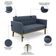 Sofá Namoradeira E 1 Poltrona Base Madeira Castanho Ana Suede Azul Marinho - Ibiza