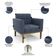 Sofá Namoradeira E 1 Poltrona Base Madeira Castanho Ana Suede Azul Marinho - Ibiza