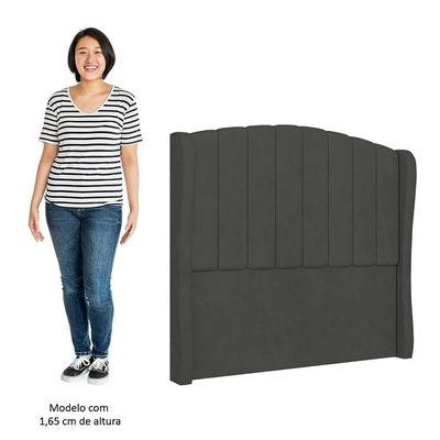 Cabeceira Casal Queen Cama 160cm Glenda I02 Veludo Chumbo - Mpozenato