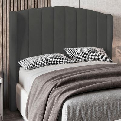 Cabeceira Casal Queen Cama 160cm Glenda I02 Veludo Chumbo - Mpozenato
