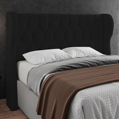 Cabeceira Casal Cama 140cm Malva I02 Veludo Preto - Mpozenato