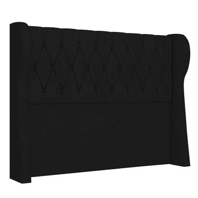 Cabeceira Casal Cama 140cm Malva I02 Veludo Preto - Mpozenato