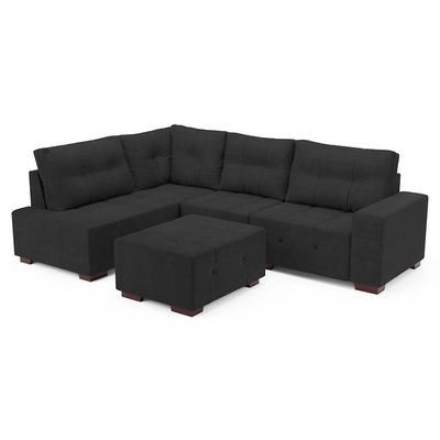 Sofá de Canto 8 Lugares Ipanema Suede Cinza Escuro