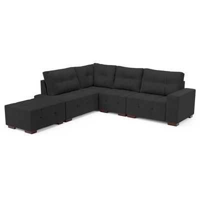 Sofá de Canto 8 Lugares Ipanema Suede Cinza Escuro