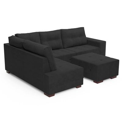 Sofá de Canto 8 Lugares Ipanema Suede Cinza Escuro