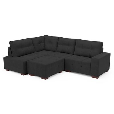 Sofá de Canto 8 Lugares Ipanema Suede Cinza Escuro