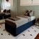 Base para Cama Box Solteiro Guldi com Baú Linho (47x88x188 cm) Azul Marinho