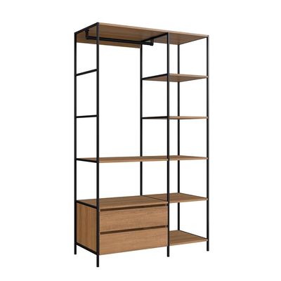 Conjunto de Guarda-Roupa Closet Paricel 2 GV com 2 Mesas de Cabeceira 1 GV Mel e Grafite